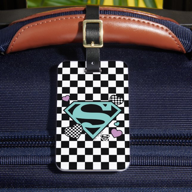 Etiqueta Para Maletas Chica de patinaje Supergirl Hearts S-Shield (Anverso In situ 2)