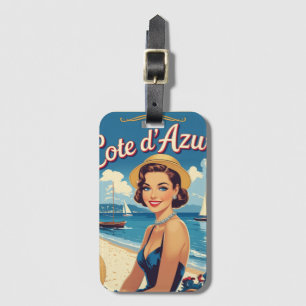 Etiqueta Para Maletas Chica de playa de estilo vintage Cote D'Azur