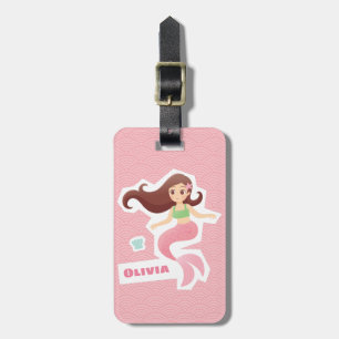 Etiqueta Para Maletas Chica Hermosa Sirena Personalizado Viaje