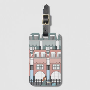 Etiqueta Para Maletas Chica montando en bicicleta en las casas más altas