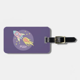 Etiqueta Para Maletas Chica Morple Galaxy Rocket Ship Kids