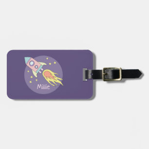 Etiqueta Para Maletas Chica Morple Galaxy Rocket Ship Kids