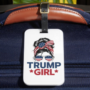 Etiqueta Para Maletas Chica Trump Moño Desordenado Trump 2024 Elección A