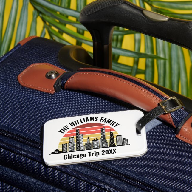 Etiqueta Para Maletas Chicago Sunset Customized Family Trip (Anverso In situ 3)
