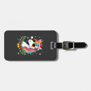 Etiqueta Para Maletas Chicas Chicos Unicornio de Navidad Santa Cute Niño