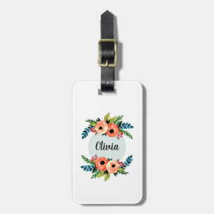 Etiqueta Para Maletas Chicas Cortan Flores Florales y Nombrar Niños