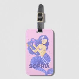 Etiqueta Para Maletas Chicas cortan nombre de sirena morada niños person