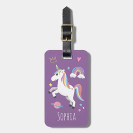 Etiqueta Para Maletas Chicas cortan unicornio mágico morado y nombran ni