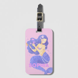 Etiqueta Para Maletas Chicas Cute Nombre De Sirena Rosa Personalizado Ni