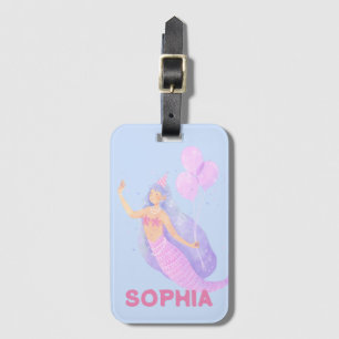 Etiqueta Para Maletas Chicas Cute Nombre De Sirena Rosa Personalizado Ni
