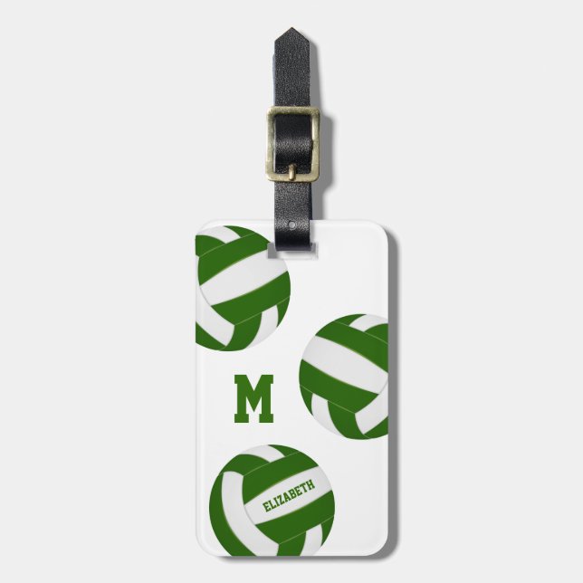 Etiqueta Para Maletas chicas del equipo de voleibol blanco verde (Frente Vertical)