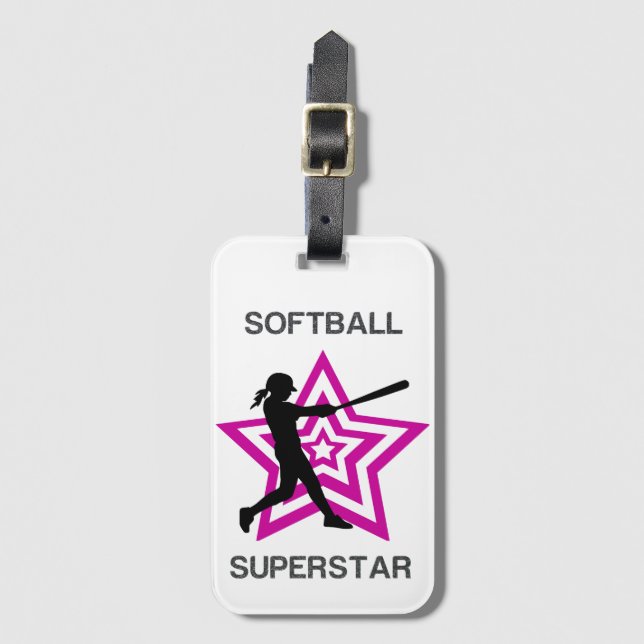 Etiqueta Para Maletas Chicas Softball Superstar (Anverso vertical)