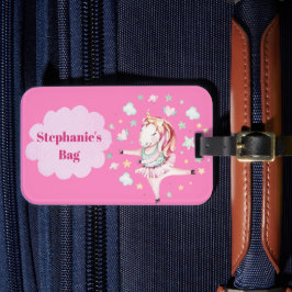 Etiqueta Para Maletas Chicas viajan niños de bailarina rosa unicornio