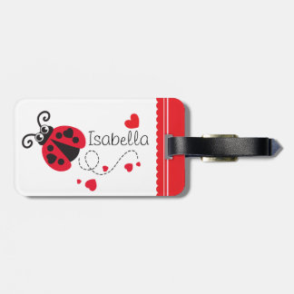 Etiqueta Para Maletas Chicas volando mariquita de corazón bromista rojo 