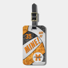 Etiqueta Para Maletas Chicas voleibol naranja negro colores del equipo