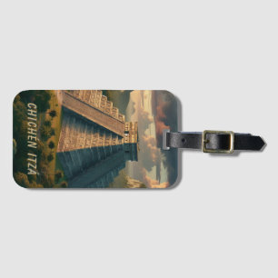 Etiqueta Para Maletas Chichén Itzá Yucatán México Paisaje Viaje