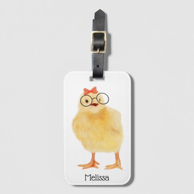 Etiqueta Para Maletas Chick De Bebé Con Gafas (Anverso vertical)