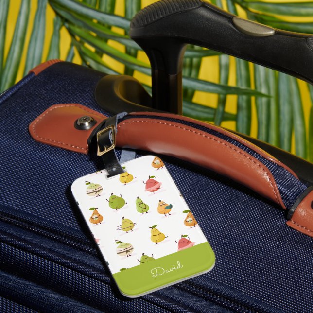 Etiqueta Para Maletas Children's pattern of fun pears (Anverso In situ 1)