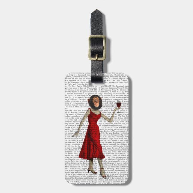 Etiqueta Para Maletas Chimpancé Con Vino (Frente Vertical)