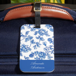 Etiqueta Para Maletas Chinoiserie azul y blanca