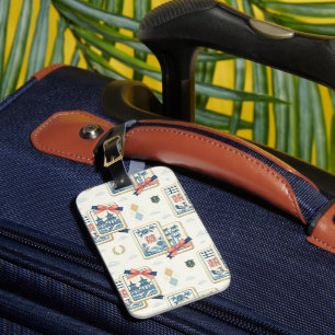 Etiqueta Para Maletas Chinoiserie personalizado Grandmillennial Mahjong