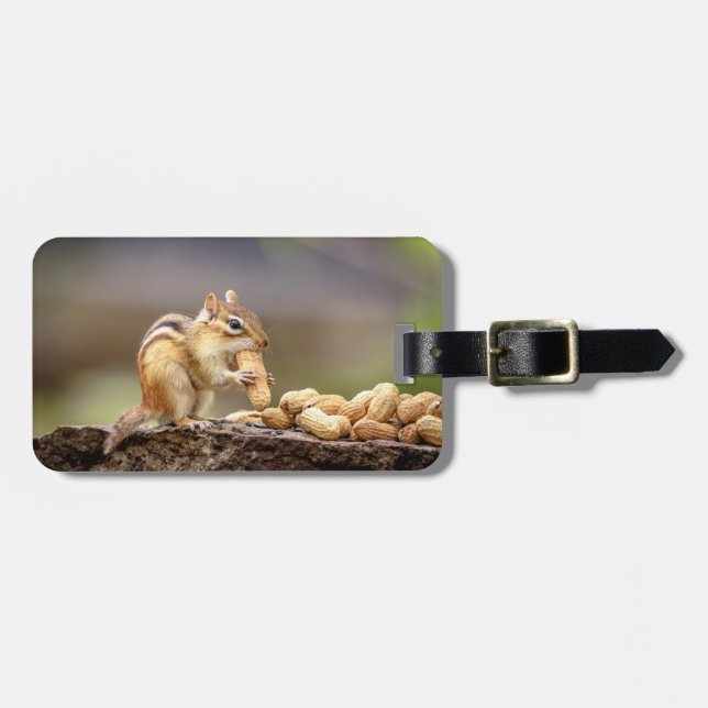 Etiqueta Para Maletas Chipmunk comiendo un maní (Frente Horizontal)