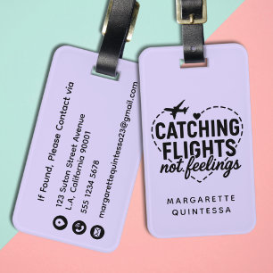 Etiqueta Para Maletas Chistoso Viaje Morado Avión Humor Chicas