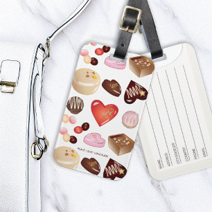 Etiqueta Para Maletas Chocolate Candy Confección Patrón cardíaco