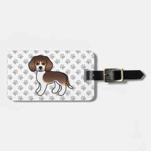 Etiqueta Para Maletas Chocolate Tricolor Beagle Cute Cartog perro y text