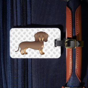 Etiqueta Para Maletas Chocolate Y Marrón Dachshund De Pelo Corto Y Huell