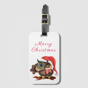 Etiqueta Para Maletas Christmas Luggage Tag Baby Owl with Gift