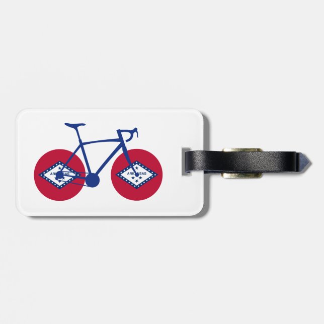 Etiqueta Para Maletas Ciclismo con bandera de Arkansas (Atrás Horizontal)