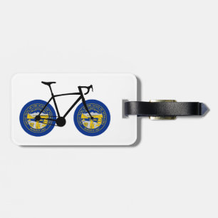 Etiqueta Para Maletas Ciclismo con bandera de Nebraska