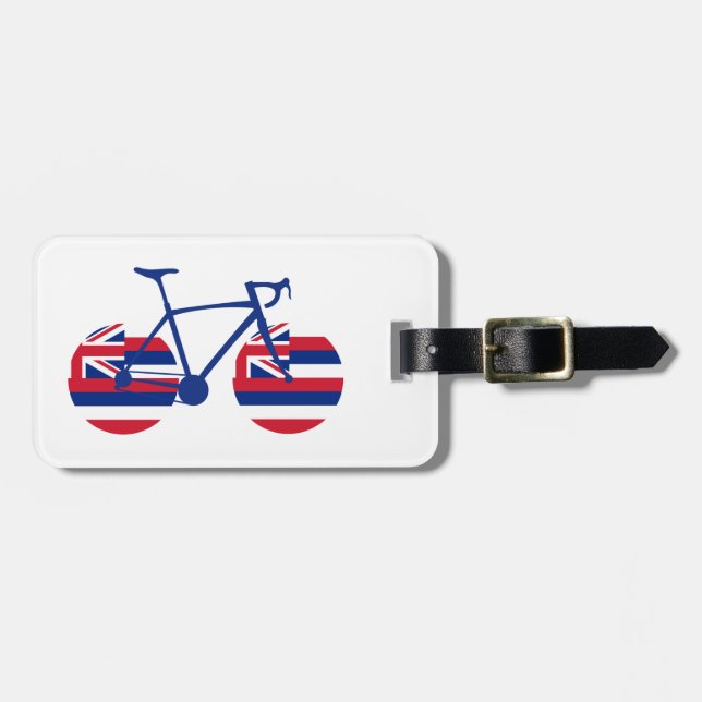 Etiqueta Para Maletas Ciclismo con bandera hawaiana (Frente Horizontal)