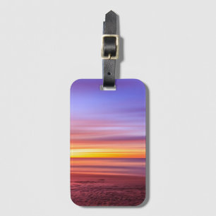 Etiqueta Para Maletas Cielo al atardecer sobre playa y mar