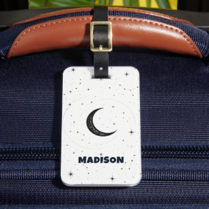 Etiqueta Para Maletas Cielo Celestial Blanco Personalizado con Luna Crec