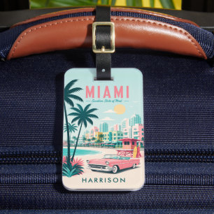 Etiqueta Para Maletas Cielo colorido personalizado playa Miami Florida f