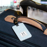 Etiqueta Para Maletas Cielo | Monograma de impresión de leopardo pastel<br><div class="desc">La etiqueta de equipaje monogramado de moda es una versión pastel más suave de la tendencia de impresión animal, con un patrón de impresión de leopardo azul cielo pálido y blanco. Personalice su monograma inicial único y su nombre en la parte delantera, y añada su información de contacto en la...</div>