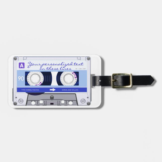 Etiqueta Para Maletas Cinta cassette - azul - (Frente Horizontal)