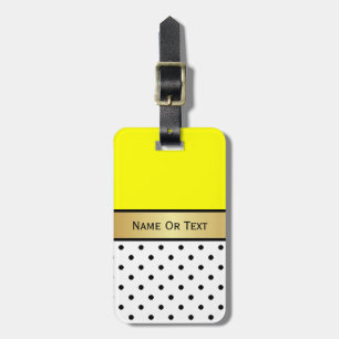 Etiqueta Para Maletas Cinta de oro amarillo vibrante, puntos de polka ne