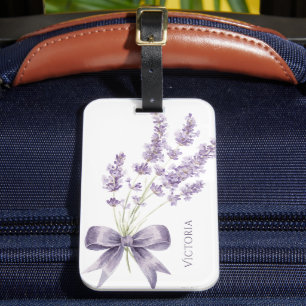 Etiqueta Para Maletas Cinta morada elegante vintage personalizada