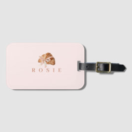 Etiqueta Para Maletas Cinta rosa Croissant de Coquette Personalizada
