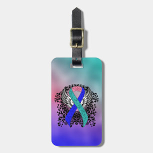 Etiqueta Para Maletas Cinta verde azulada/rosa/azul con alas