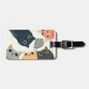 Etiqueta Para Maletas Círculo de Gatos Adorables – Ilustración de Gatos