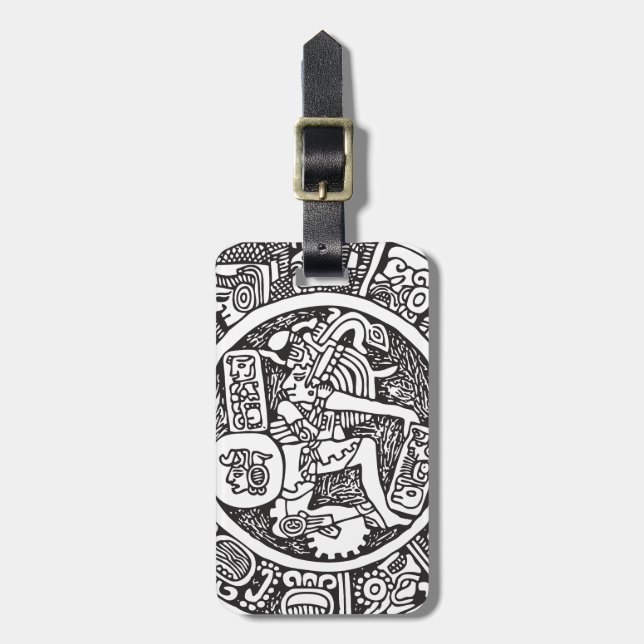 Etiqueta Para Maletas Círculo maya, jeroglífico mexicano (maya) (Frente Vertical)