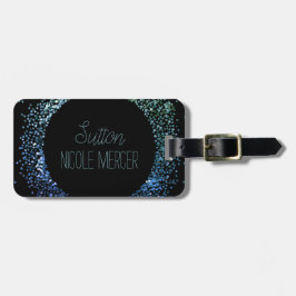 Etiqueta Para Maletas Círculo Purpurina azul