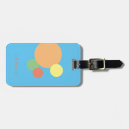 Etiqueta Para Maletas círculos de confetti color arcoiris pastel nombre 