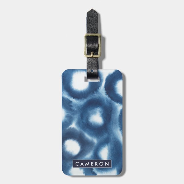 Etiqueta Para Maletas Círculos de impresión de acuarela de Indigio (Frente Vertical)