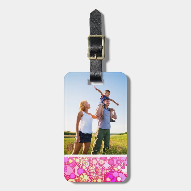 Etiqueta Para Maletas Círculos retro de fotografía Personalizado (Frente Vertical)
