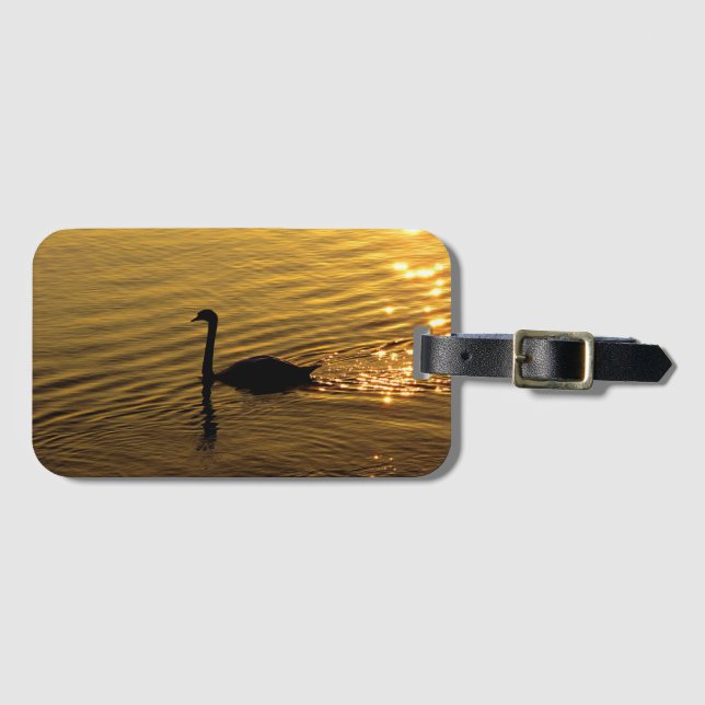 Etiqueta Para Maletas Cisne dorado (Anverso horizontal)